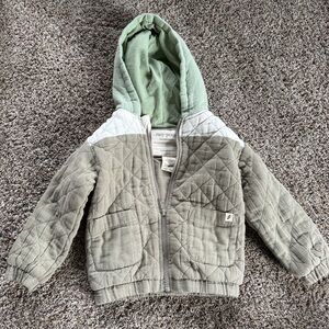 Easy Peasy Kids Quilted Jacket - Green and Gray